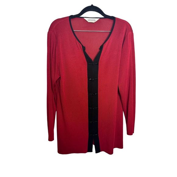 Misook Red & Black Acrylic Sweater Sz Medium Long Sleeve Women's - Picture 2 of 4